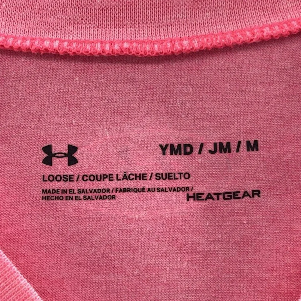 Under‎ Armour Cropped Top Girls Size Medium Pink Graphic Logo Shirt Girls M